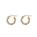 Eloise hoops van 925 sterling zilver met 18K gold plating, handgemaakt in Italië, gedraaid design, trendy, tijdloos en elegant.
