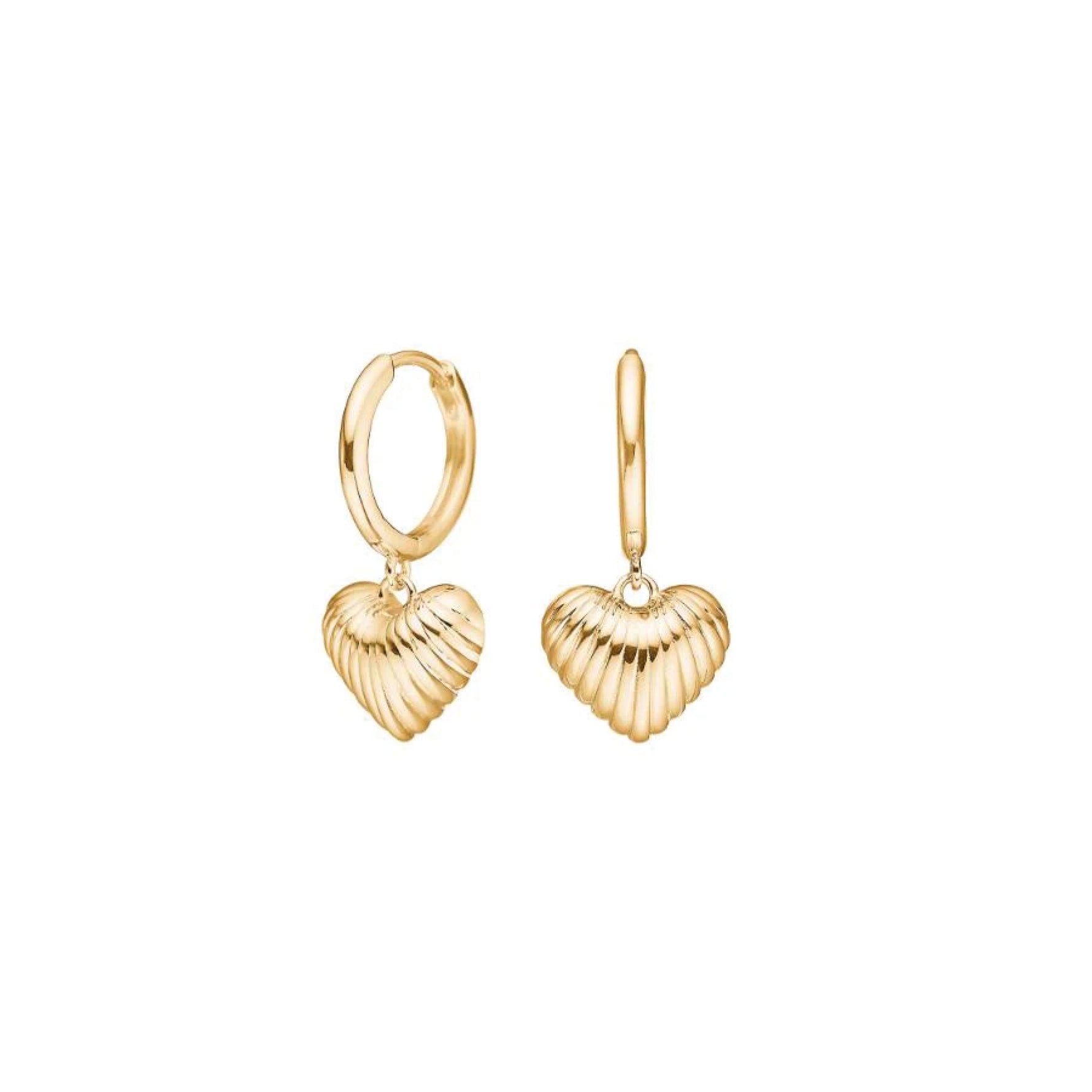 Elvuna hanger oorbellen van 925 sterling zilver met 18K gold plating, hartvormig design, romantisch, elegant en subtiel statement.