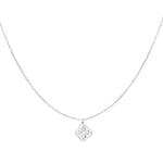 Four Real ketting van stainless steel met dubbele klavertjes vier, elegant en geluk brengend. Hypoallergeen en nikkelvrij.