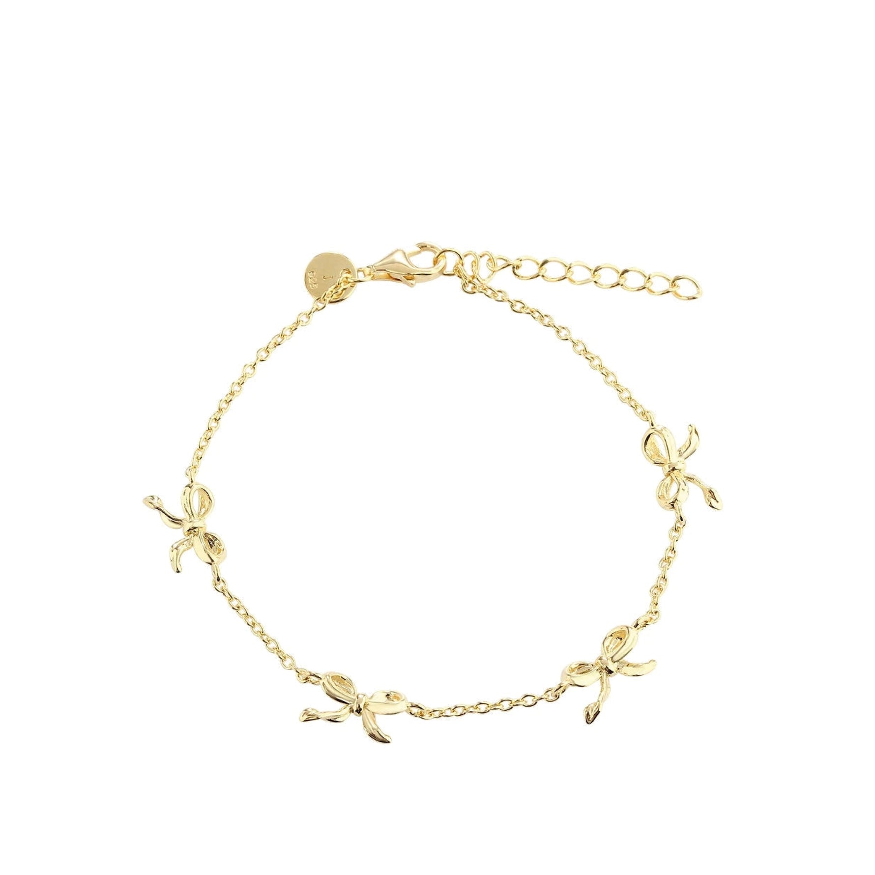 Loopette armband handgemaakt in Denemarken van 18k gold plating met gebogen design. Subtiel, speels en elegant.