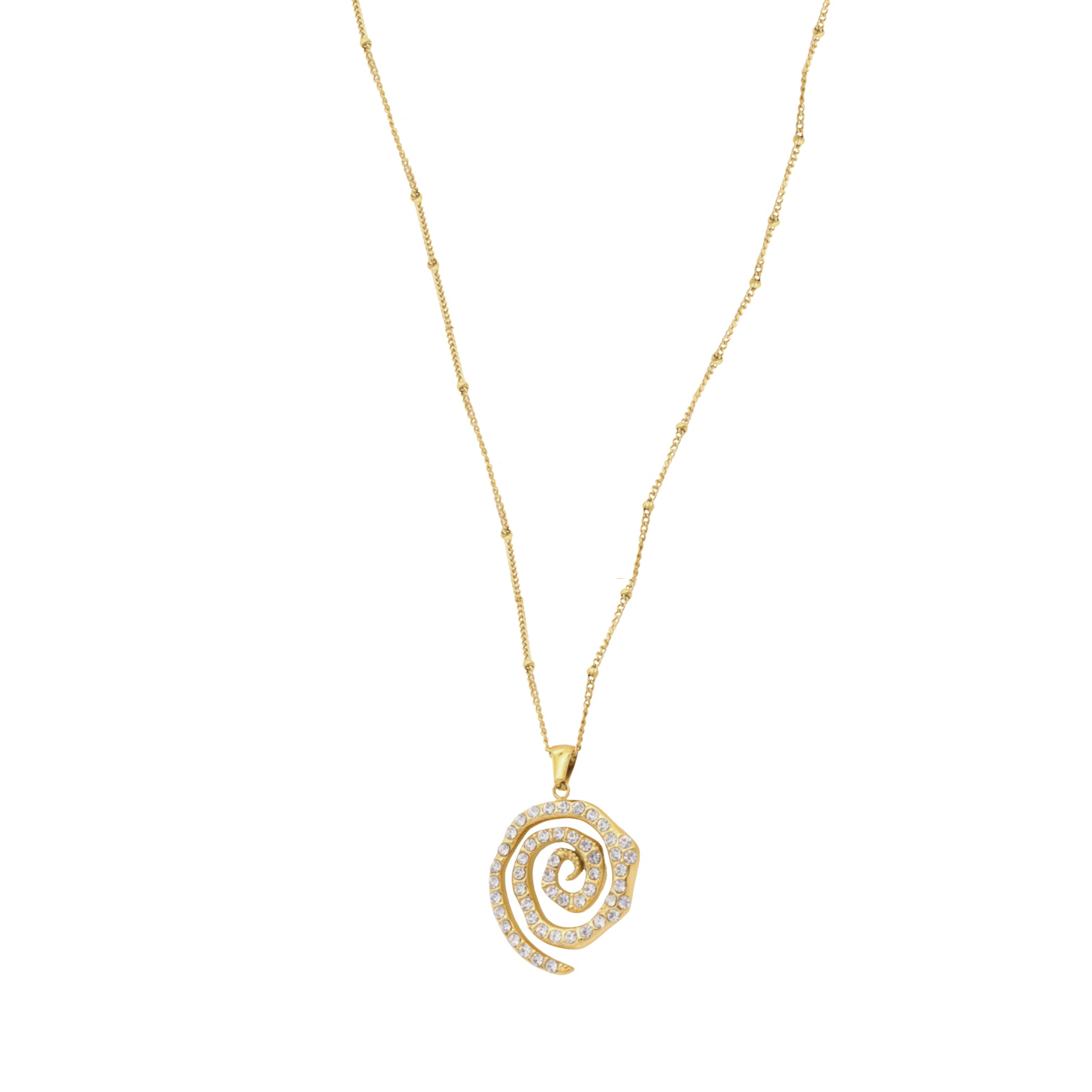 Under The Bling ketting van roestvrij staal met ronde schelpbedel, shiny, zomers en stijlvol, waterproof en kleurvast.