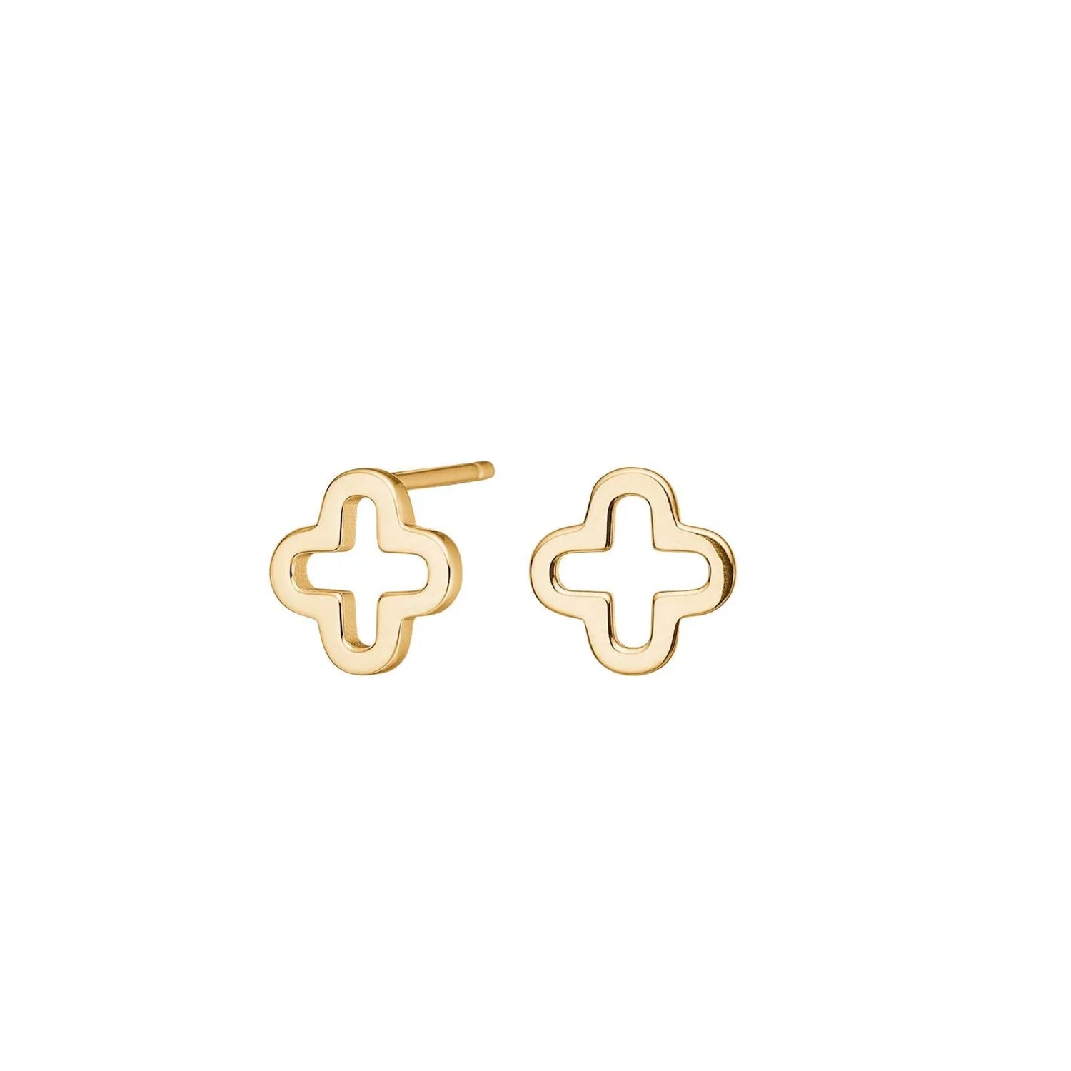 Klover oorbellen van 925 sterling zilver met 18K gold plating, klavervormig, tijdloos en elegant, subtiel en duurzaam.