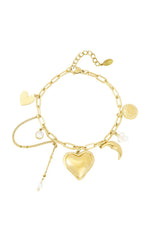 Cosmic Loop armband van stainless steel met delicate maanschijf charm, dromerig en elegant. Hypoallergeen en nikkelvrij.