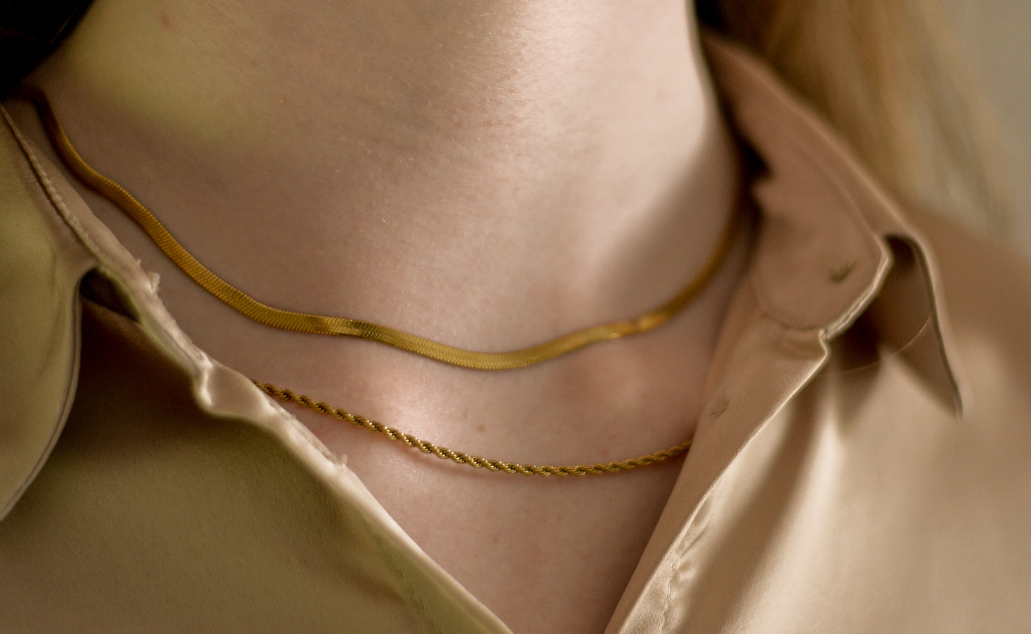 Layer Slayer ketting van stainless steel met gedraaid dubbel design, stijlvol en modern. Hypoallergeen en nikkelvrij.