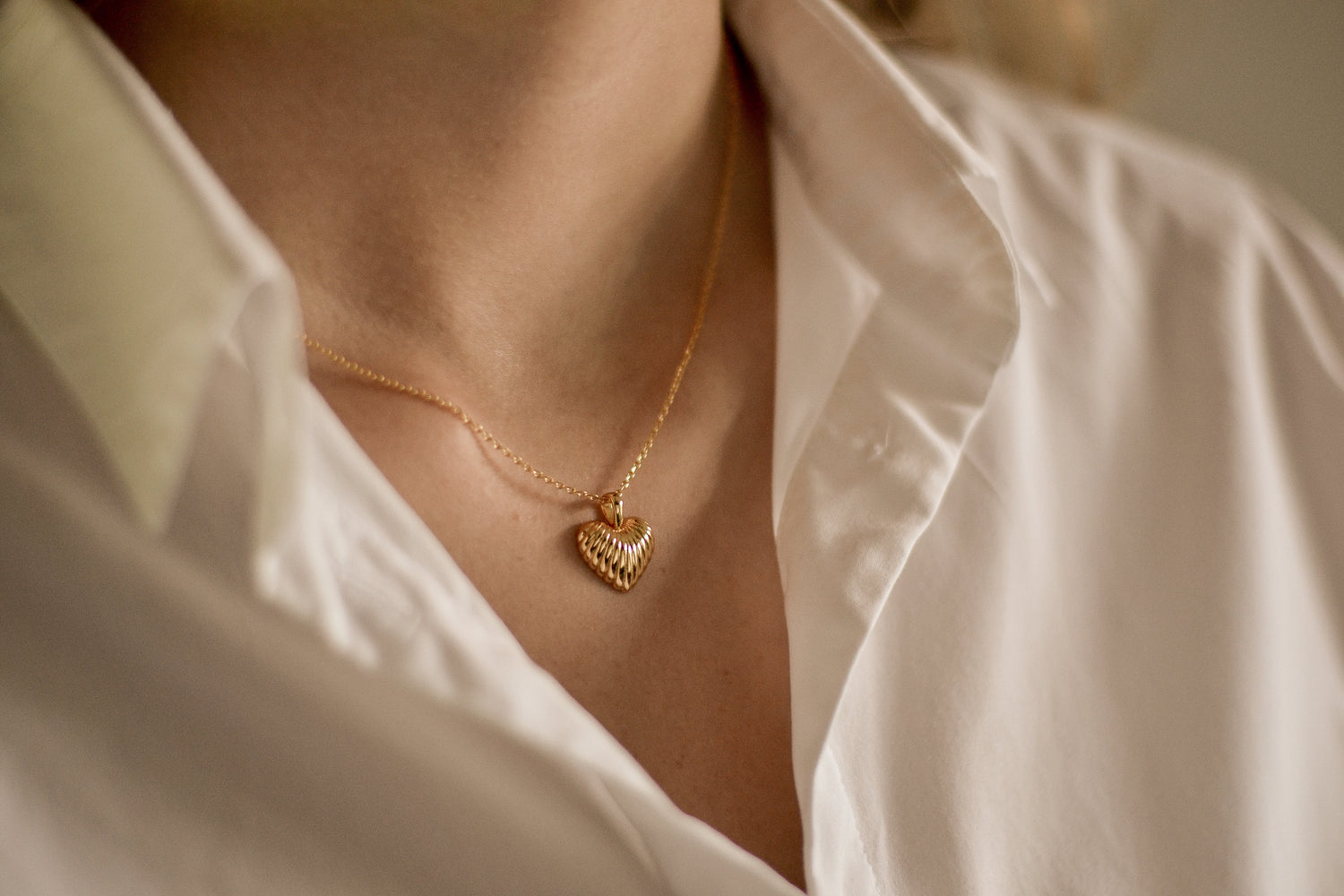 Elvuna ketting van 925 sterling zilver met 18K gold plating, hartvormig design, elegant, vrouwelijk en verstelbaar