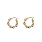 Eloise hoops van 925 sterling zilver met 24K gold plating, handgemaakt in Italië, gedraaid design, trendy, tijdloos en elegant.