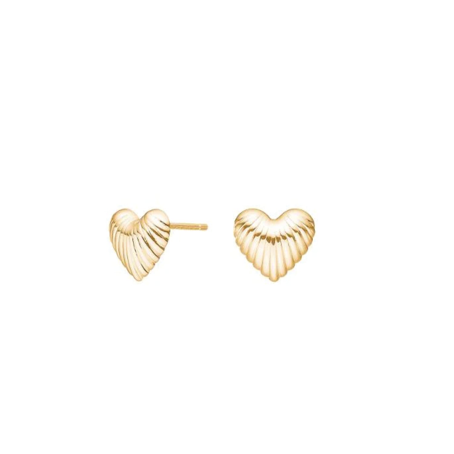 Elvuna oorbellen van 925 sterling zilver met 18K gold plating, hartvormig design, romantisch, elegant en subtiel statement.