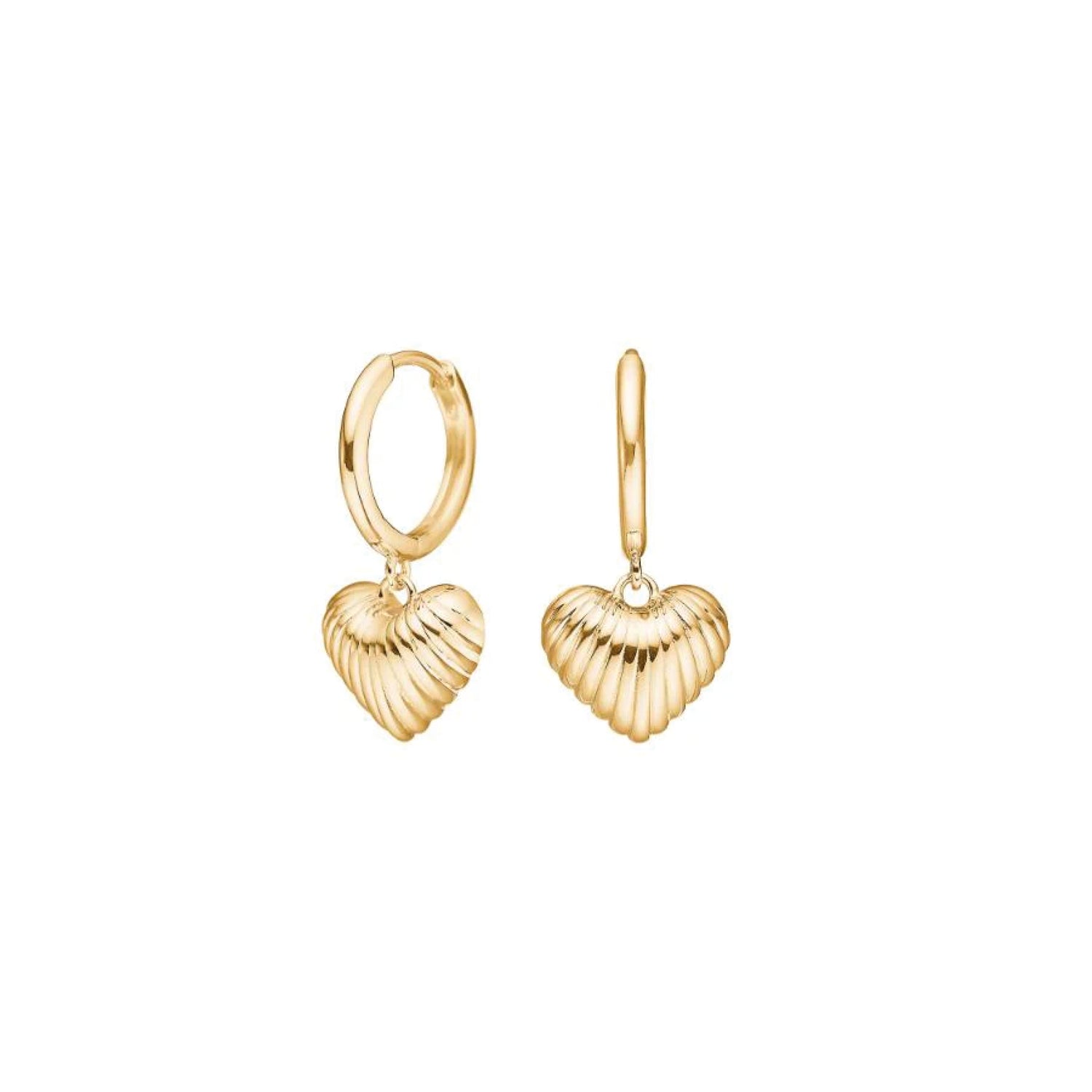 Elvuna hanger oorbellen van 925 sterling zilver met 18K gold plating, hartvormig design, romantisch, elegant en subtiel statement.