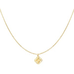 Four Real ketting van stainless steel met dubbele klavertjes vier, elegant en geluk brengend. Hypoallergeen en nikkelvrij.