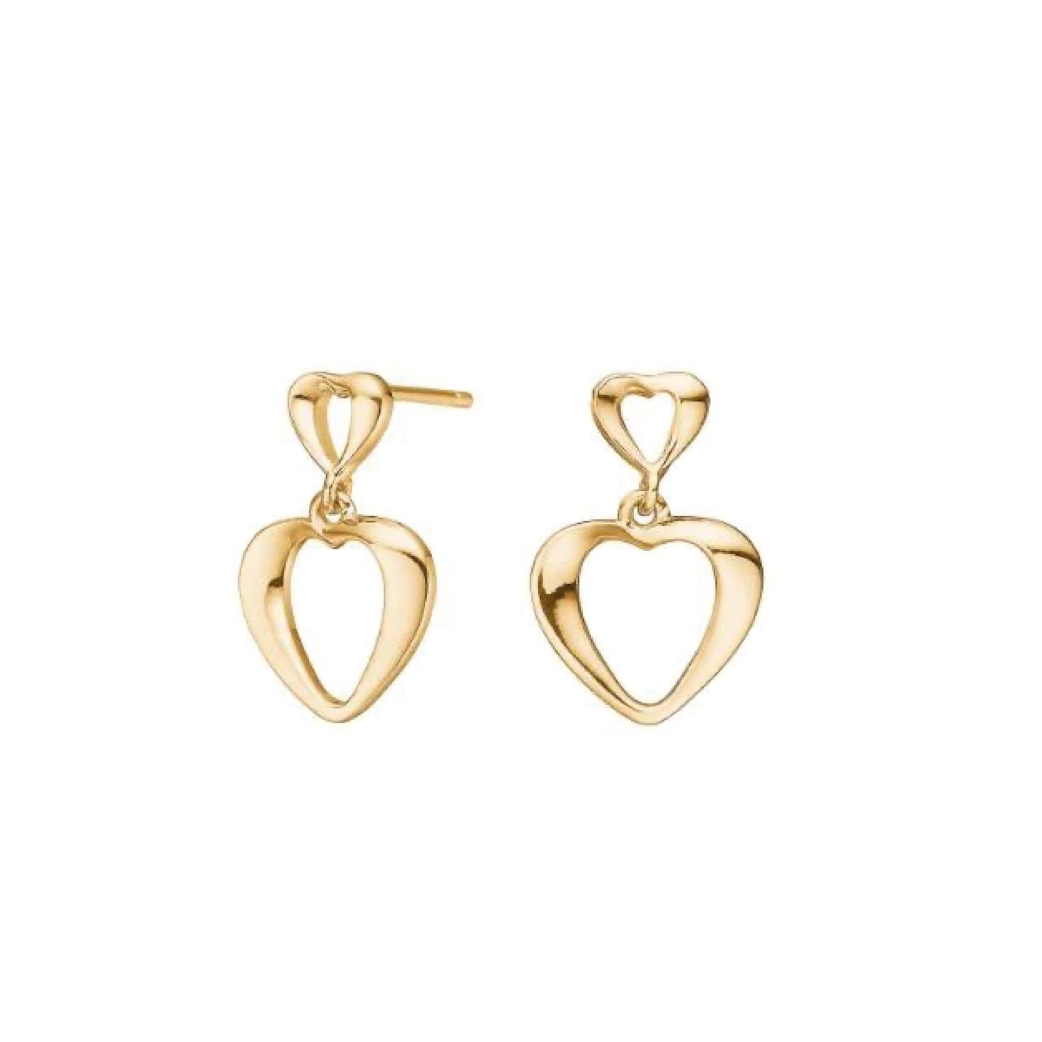 Nordelle oorbellen van 925 sterling zilver, 18K gold plating hartvormig.