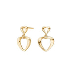Nordelle oorbellen van 925 sterling zilver en 18K gold plating, hartvormig.