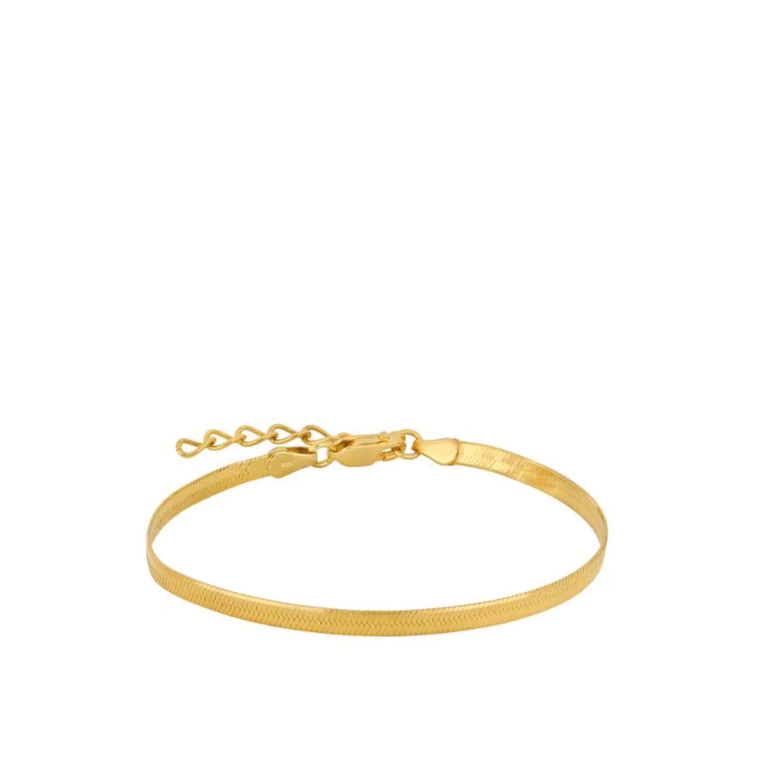 Slange armband van 925 sterling zilver met 18K gold plating, platte schakel.