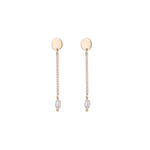 Solene oorbellen van 925 sterling zilver met 24K gold plating, handgemaakt in Italië, subtiel design met ovale mini-parel, elegant en tijdloos.