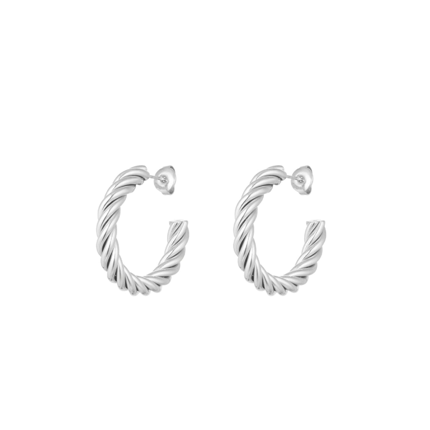 Twist Me Around oorbellen van stainless steel met gedraaid design