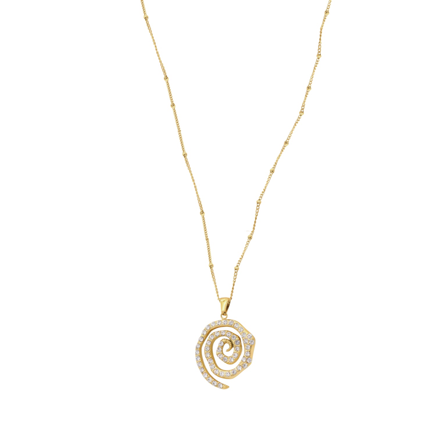 Under The Bling ketting van roestvrij staal met ronde schelpbedel, shiny, zomers en stijlvol, waterproof en kleurvast.